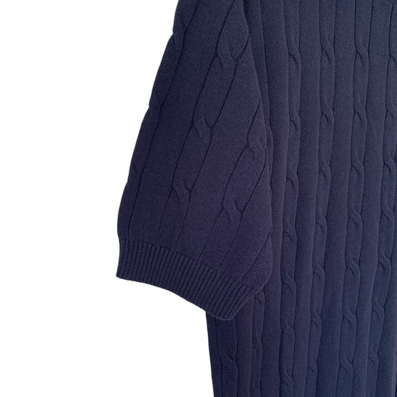 🇫🇷 Kujten 100% Cashmere Navy Cable Knit Short Sleeve Sweater - Picture 4 of 9